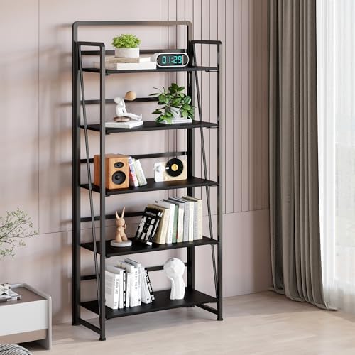 No Assembly Folding Bookshelf for Living Room,Collapsible Book Shelf for Home Office, Portable Bookcase Storage Organizer Rack Shelves