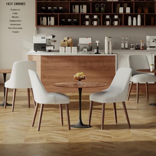 MALOL Upholstered Dining Chairs Set of 6, High-Back Dining Room Chair with Wood Legs, Padded Kitchen Chairs for Dining Room/Restaurant/Cafe, Light Grey