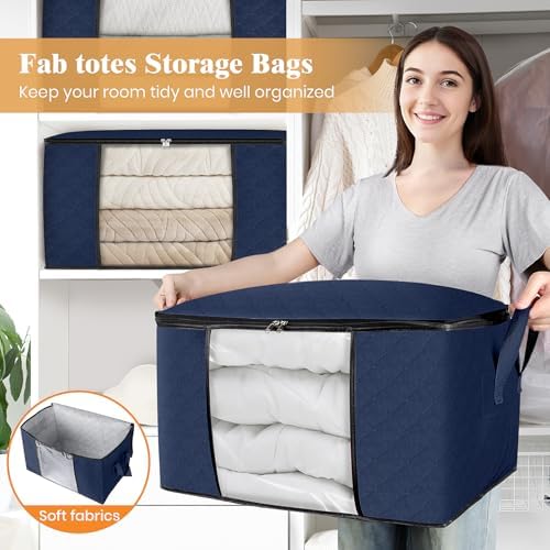 8 Pack Storage Bags for Clothes Blanket Storage Bins with Lids