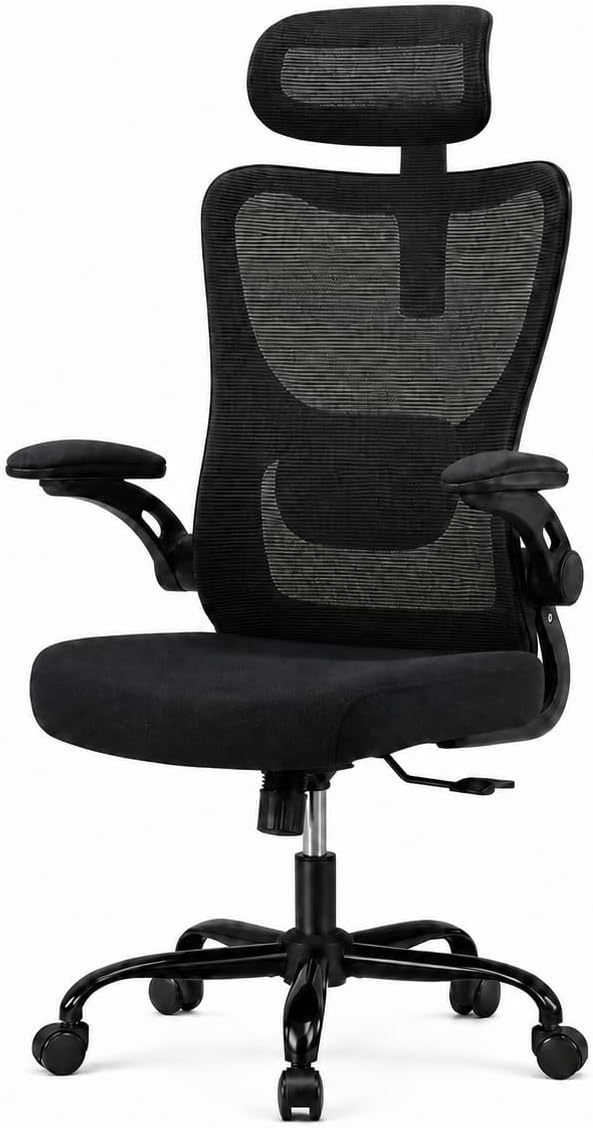 HUANUO Ergonomic Office Chair, High Back Computer Desk Chair with Adjustable Lumbar Support and Headrest, Comfy Gaming Chair with 3D Armrests, Home Office Rolling Chair, Max Load 300 lbs
