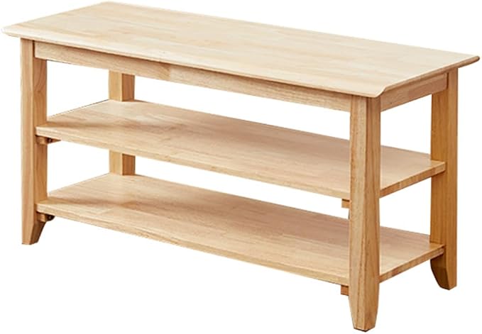 XKZG Shoe Rack Bench Wooden Shoe Storage Bench Simple Style Wood Entryway Bench (Natural,31.5")