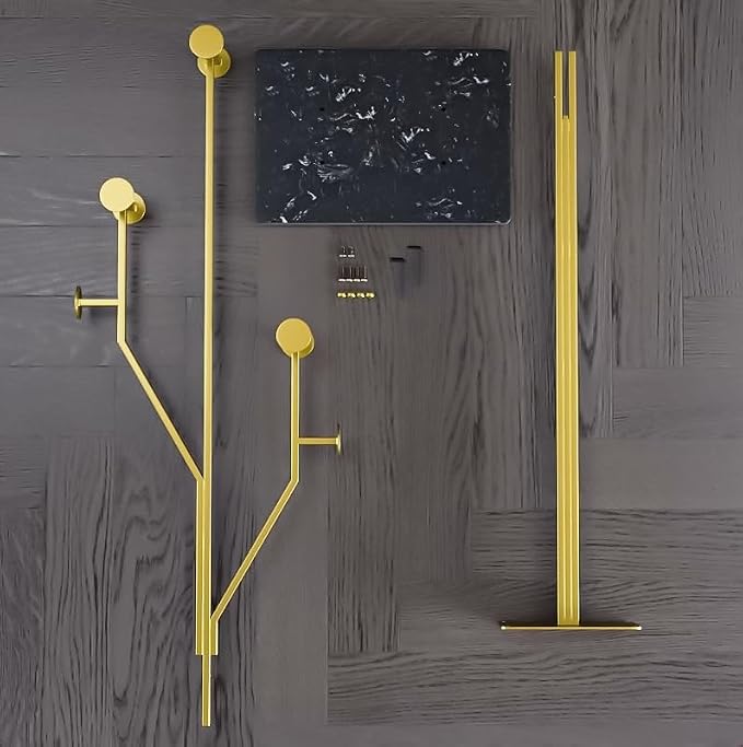 JIAYUEJU Heavy Duty Coat Rack Tree-shaped Metal Freestanding Coat Tree with Sturdy Marble Base Corner Coat Rack for Bedroom Entryway Hallway 14.96 x 10.24 x 68.9 Inches (Gold)
