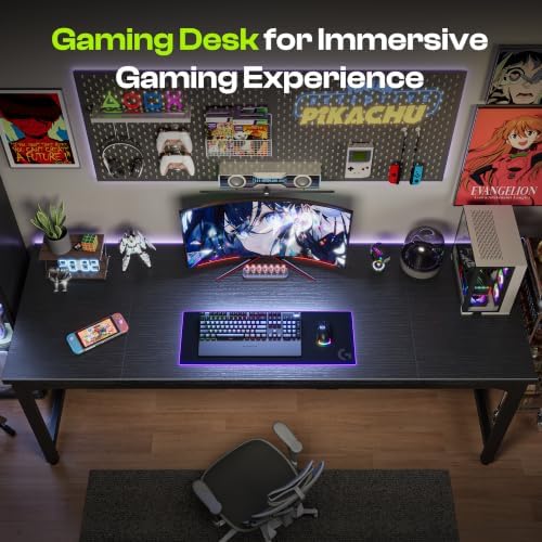 PRAISUN 70.9 x 24 Inch Computer Desk, 0.95'' Thicker, Heavy Duty, Black