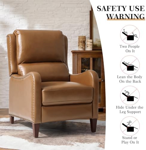 HULALA HOME Genuine Leather Recliner Chair Set of 2, Camel