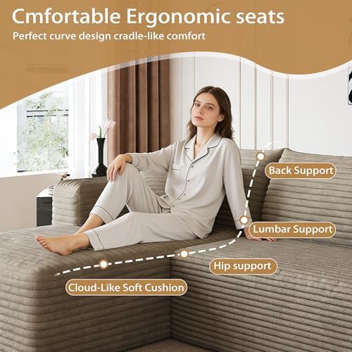 AUGOP Sectional Couches for Living Room Modern Modular Sofa with L-Shape Couchs Upholstered Boneless Couch Deep Seat Sectional Couch with Chaise