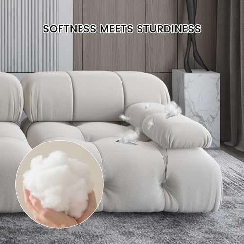 104" Convertible Modular Sectional Sofa, L-Shaped Velvet Sectional Couch with Chaise Ottoman, Minimalist Modern Sofas for Living Room Bedroom Office Apartment (Beige)