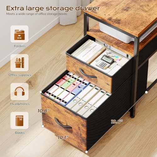 EnHomee 63" Reversible L Shaped Office Desk with Storage Drawers, Shelves