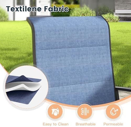 9PCS Outdoor Dining Set, 70.9" Rectangle Table, 8 Swivel Chairs, Blue
