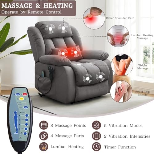 Infinite Position Lay Flat Power Lift Recliner Chair for Elderly, Grey