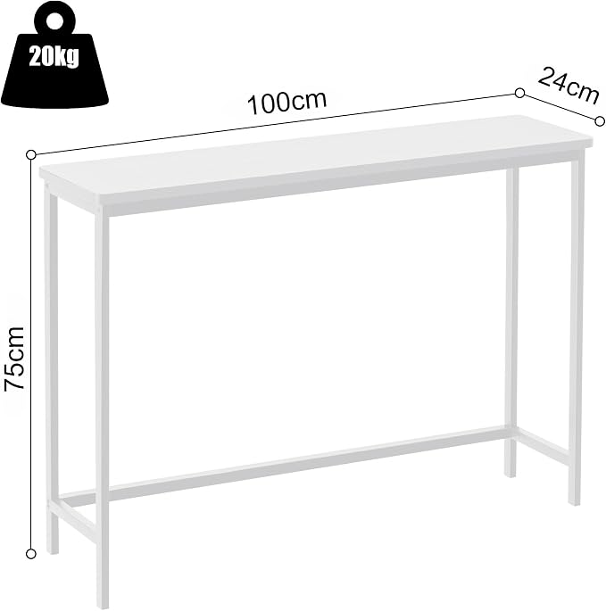 VASMIA Console Table, Entryway Table, Narrow Sofa Table, 39" Bamboo Hallway Table for Entryway, Living Room, Bedroom, Foyer, White