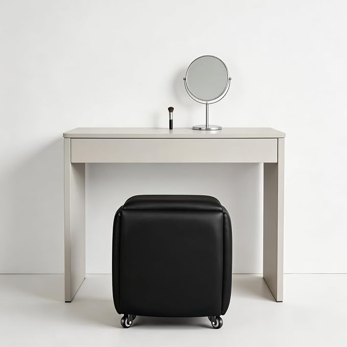 5 in 1 Nesting Ottoman Cube Chair, Stackable Stools, Leather Square Ottoman Bench, Foot Stool with Wheels for Living Room,Dining Room 15.75x15.75x16.54 inches