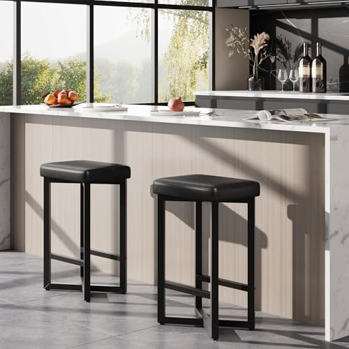 IDEALHOUSE Bar Stools Set of 2, 24.6" Counter Height Backless Barstools