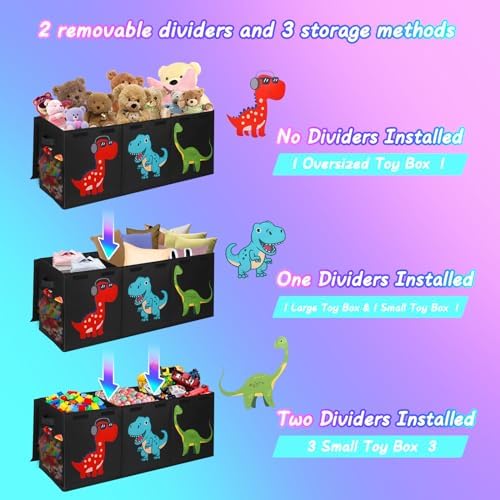 Extra Large Toy Box, Kids Toy Storage Chest with Lids, 40"x16"x16", Black