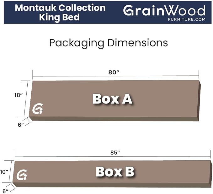 Grain Wood Furniture Montauk Solid Wood Bed, King Size, Rustic Walnut