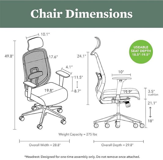HON Altern Ergonomic Office Chair with Headrest, Mid‑Back Mesh Desk Chair, Adjustable Arms, Seat Slide, Synchro‑Tilt, Rolling Computer Seat for Home Office, White Frame, Peacock
