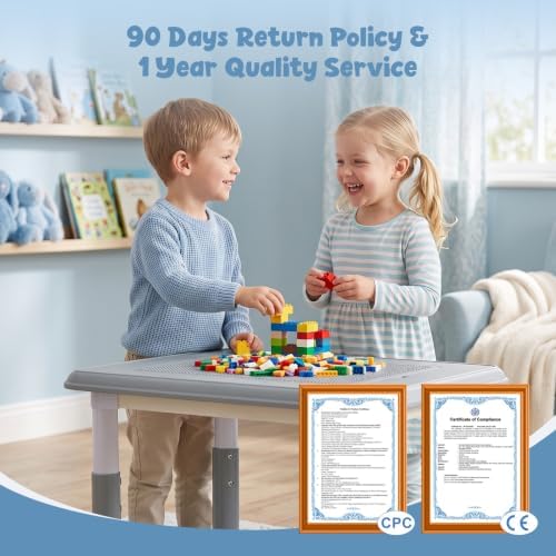 FUNLIO Kids Activity Table, Height Adjustable with Storage, Grey