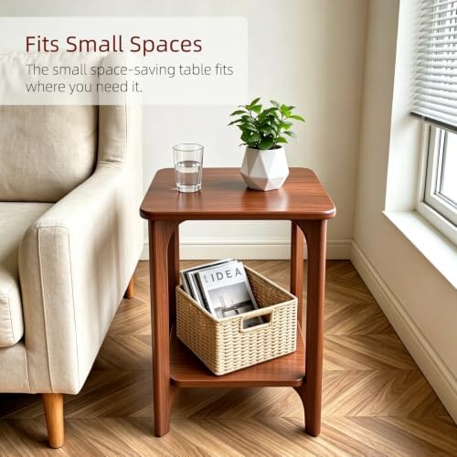 Solid Wood Small Square Side Table for Living Room, Bedroom