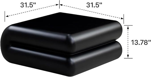 31.5" Modern Black Coffee Table, Stone Coffee Table, Square Minimalist Center Table, Contemporary Low Sofa Side Accent End Tea Table for Living Room Bedroom Apartment, No Assembly Required