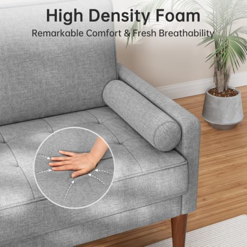 Vesgantti 48" Loveseat Sofa, Small Couch with Solid Wood Legs, Light Gray