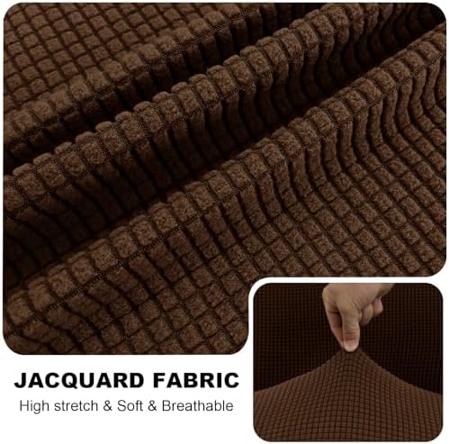 UNBBRRL Seat Cushion Cover and Back Covers for Corner Sofa Stretch Jacquard, Non Slip L Shaped Sofa Slipcover with Storage Ottoman, Sectional Couch Cover for Chaise Lounge (Caramel,Armrest Cover x 2)