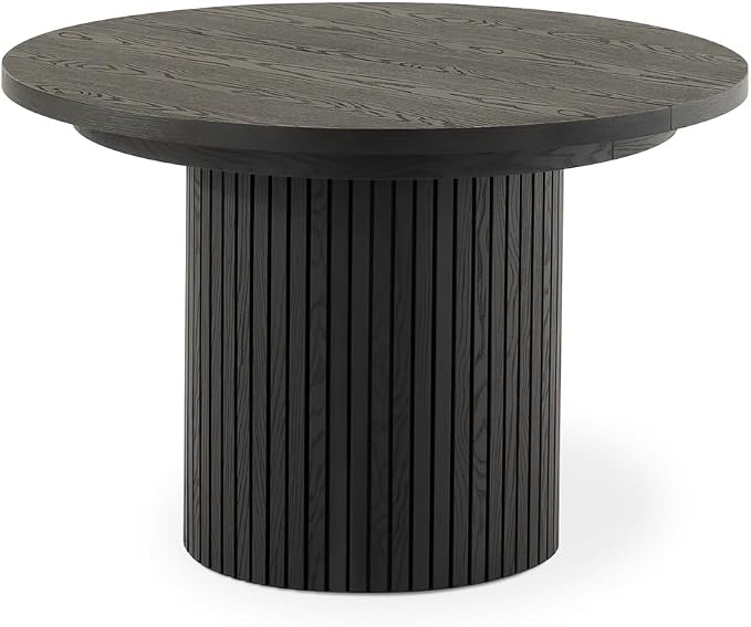Transformer Table - Solid Wood Extendable Round Dining Table, Extendable Round Dining Table, Space-Saving Modern Furniture, Elegant and Functional Design, Black (Table Only)