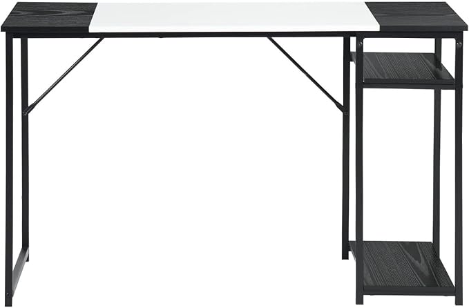 FurnitureR Computer Desk with Shelves for Small Spaces Simple Home Office Desk Study Writing Office Table Laptop PC Writing Desks (White, 47.2 Inch)