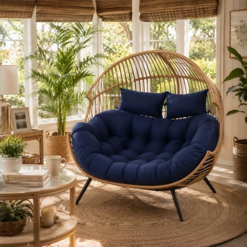 Double Egg Chair Cushion, 55 x 35 Inch, Extra Thick, Waterproof