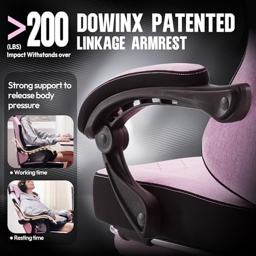 Dowinx Gaming Chair with Footrest, Ergonomic Desk Chair, Pink