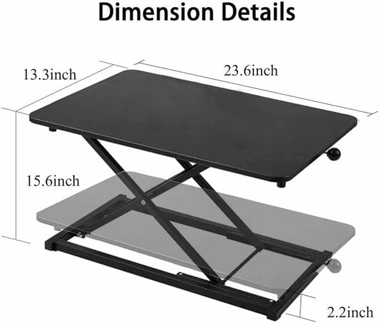 Height Adjustable Standing Desk Converter,Keyboard Riser for Stand Up Desk,Computer Keyboard Stand for Desktop,Portable Workstation Table for Home Office Black 23.6 Inch
