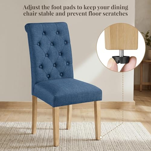 Yaheetech Dining Chairs Set of 6 Modern Upholstered Parson Chairs Blue
