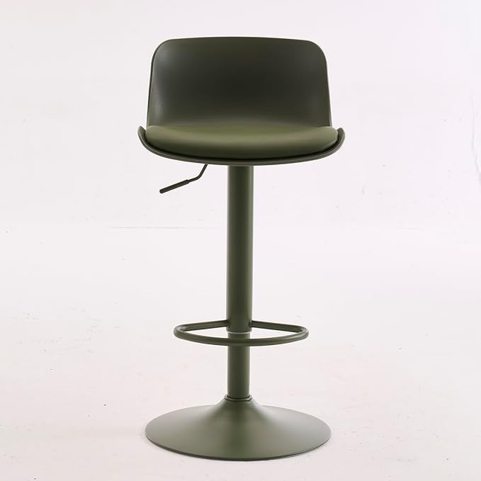 Kidol & Shellder Bar Stools Set of 6 Olive Green Adjustable Swivel Counter Height Stools, Modern PU Leather Upholstered with Back Solid Color Barstools for Kitchen Island