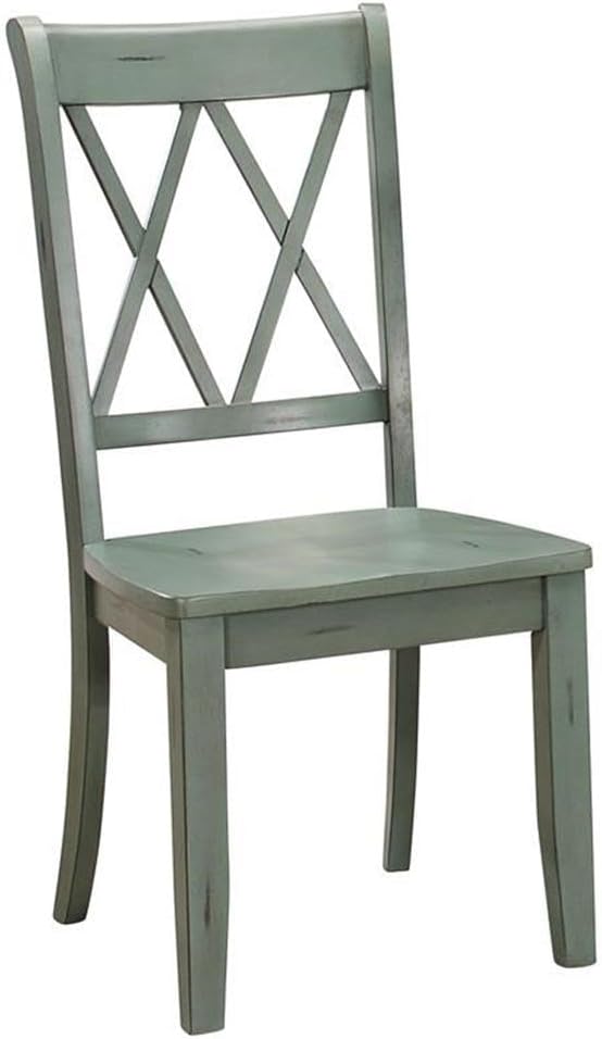 Lexicon Janina Dining Room Chairs Set of 2, Modern Farmhouse Dining Chairs Set of 2, Solid Wood, X Cross Back, for Traditional Modern Ranch Style Kitchen, Armless, Easy Assembly, Teal