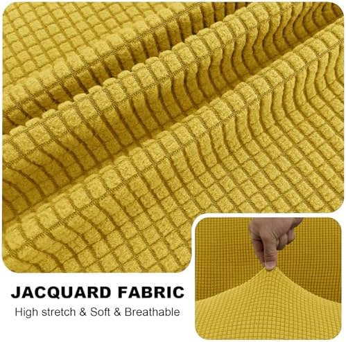 UNBBRRL Seat Cushion Cover and Back Covers for Corner Sofa Stretch Jacquard, Non Slip L Shaped Sofa Slipcover with Storage Ottoman, Sectional Couch Cover for Chaise Lounge (Yellow,47 x 47 x 6”)