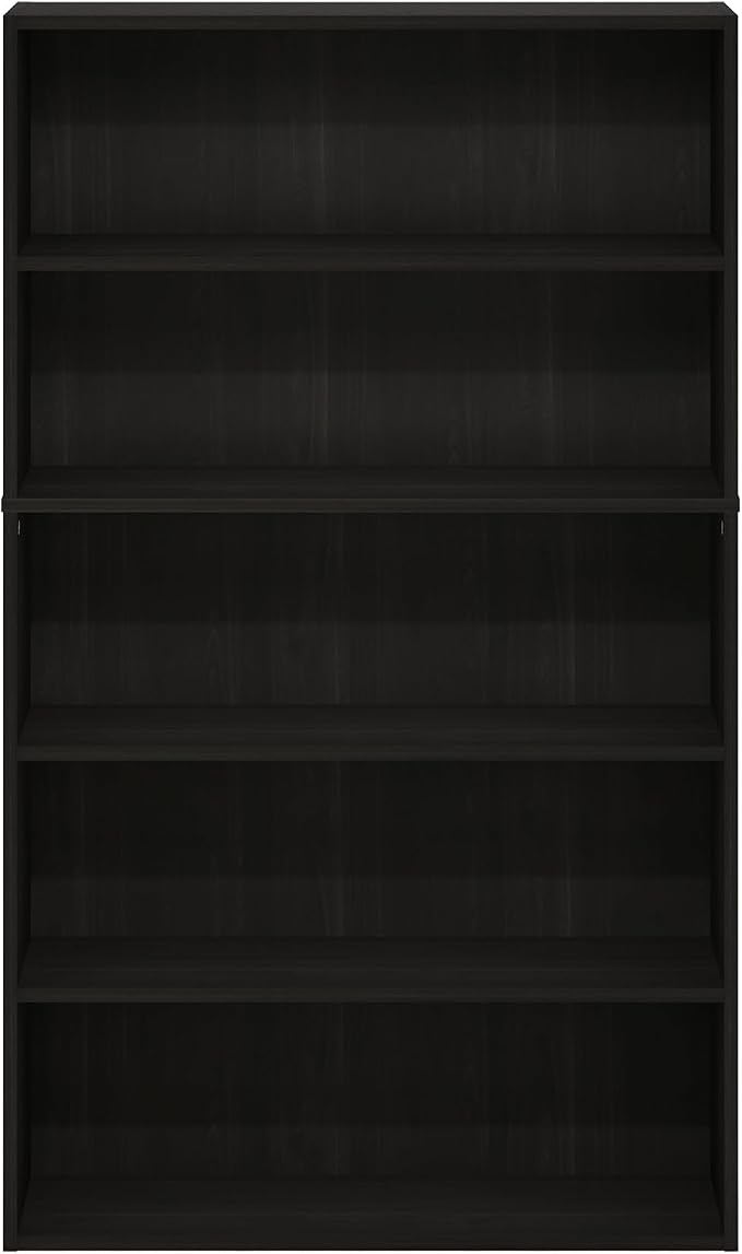 Furinno PASIR Book Shelf, 5-Tier Bookshelf, Bookcase with Open Shelf, 9.4 x 31.5 x 52.7, for Living Room, Bedroom, Home Office, Espresso