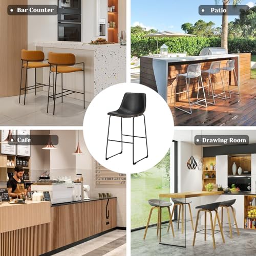 DUMOS Counter Height Bar Stools Set of 2, Faux Leather Metal Bar Chairs