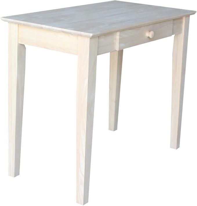 Unfinished Solid Parawood Writing Table 36"W x 20"D x 30"H, Eco-Friendly Home Office Desk with Drawer, Paint or Stain It Your Way, Reception Desk, School Desk, Office Furniture for Small Spaces