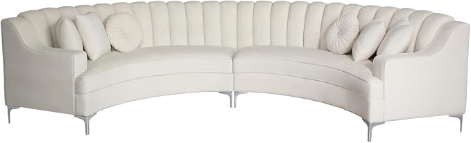 Legend Vansen Semicircle Modular Curved Velvet Sectional Sofa,141.34”Oversized Arc Sofa,Modern Cloud-Like Deep Seat Couch for Living Room Apartment Office Conference Space (2, Cream)
