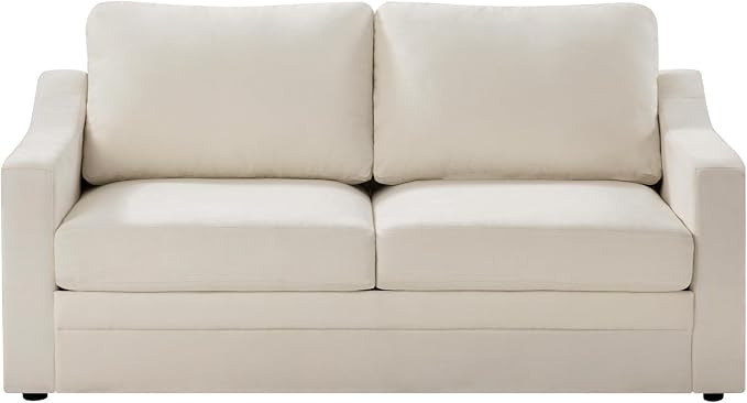 67” Chenille Loveseat Sofa w/Comfortable Back Cushions, Beige | Modern 2-Seat Couch w/Deep Seat Space, Upholstered 2 Seaters Sofa w/High Resiliency Foam for Living Room