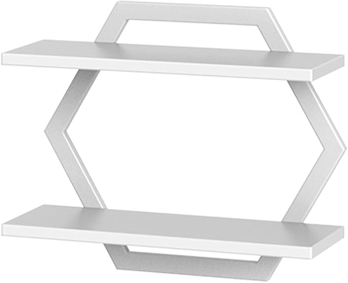 CHOEZON Hexagon Floating Shelves for Wall, Set of 2, 2 -Tier Hanging Shelves, Wall Mounted Storage Shelves, for Living Room, Bedroom, Kitchen, Home Office, Study, White TBJ06P2WB