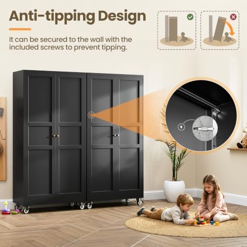 Black Rolling Metal Garage Storage Cabinet,Kitchen Storage Cabinet