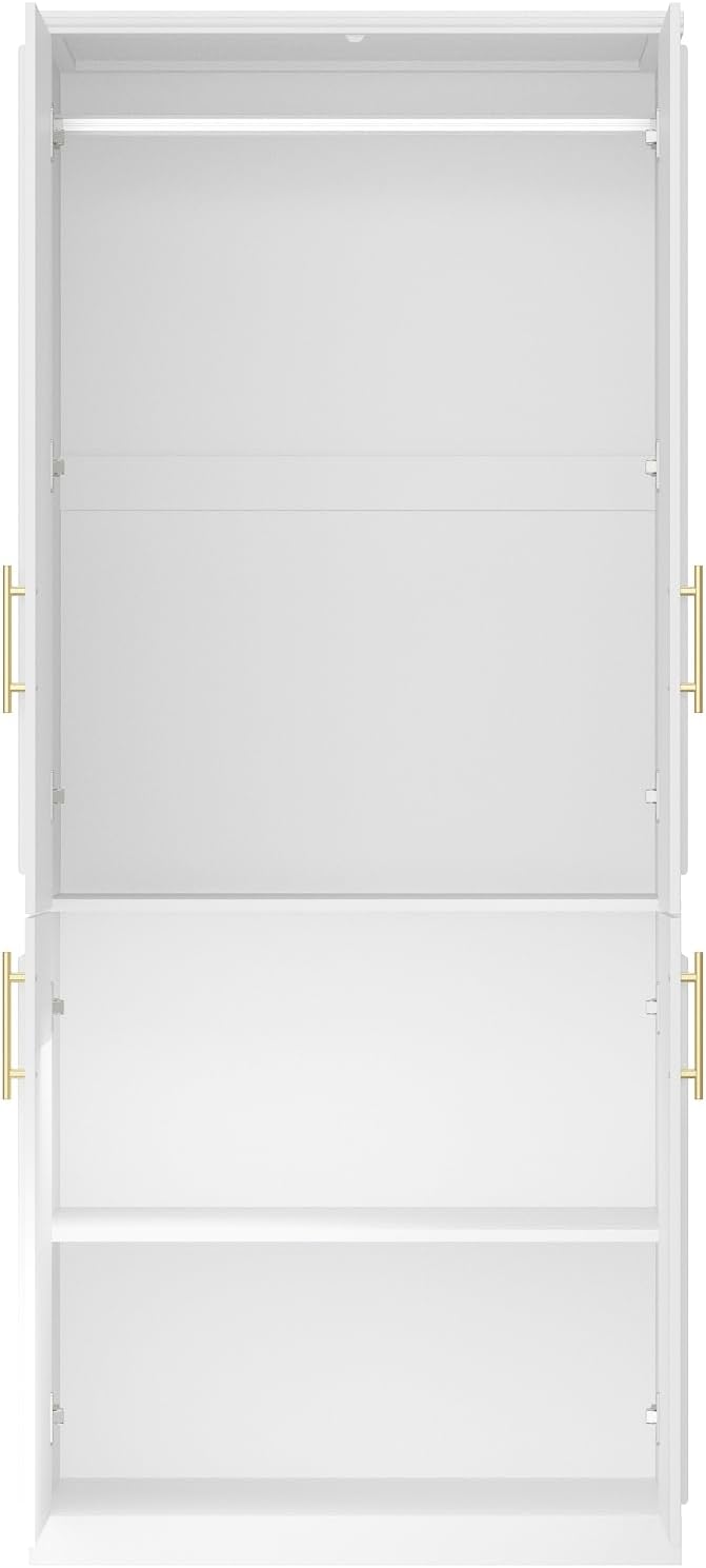 Timechee Almirah for Clothes, 74.8" Tall Bedroom Closet Storage Cabinet with Doors and Shelves, Hanging Rod, White Standing Wardrobe Clothes Closet for Bedroom, Armario Storage Cabinet for Clothes