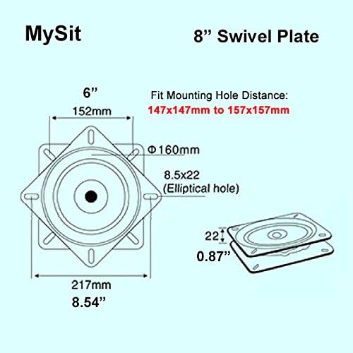 MySit 8" Heavy Duty Swivel Plate Mechanism for Recliner Chair & Bar Stool Square Swivel Furniture Replacement - Ball Bearing