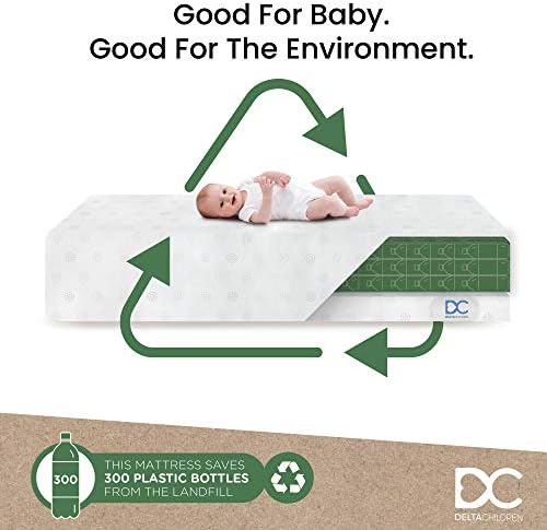 Delta Children Essex 4-in-1 Convertible Crib and Changer, Black Ebony w/Natural Knobs Twinkle Galaxy Dual Sided Recycled Fiber Core Crib and Toddler Mattress (Bundle)