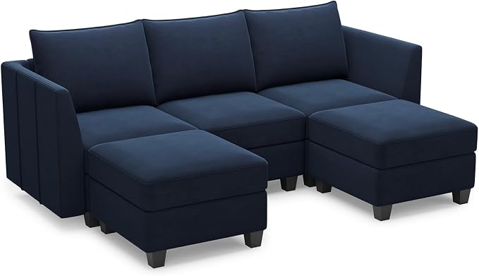 Belffin Modular Sectional Sofa with Double Chaise Velvet U Shaped Sofa Reversible Sectional Couch with Storage Blue