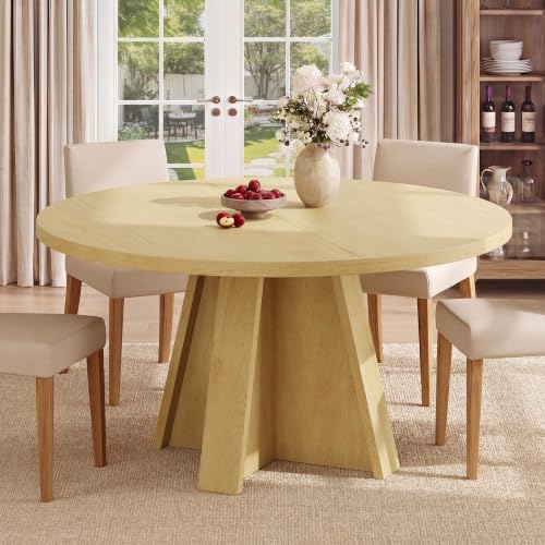 Feonase 47 inch Round Dining Table Wood Kitchen Table for 4-6