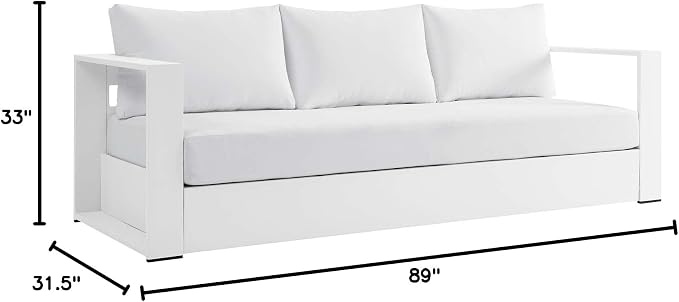 Modway Tahoe Aluminum Outdoor Patio Sofa in White White