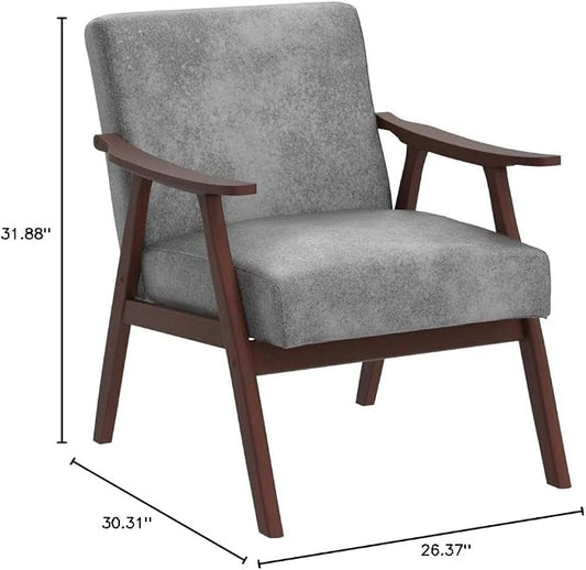 Container Furniture Direct Accent Chair with Microfiber Upholstery and Solid Wood Frame, Classic Mid-Century Modern Living Room Furniture for Extra Seating, Spotted Grey