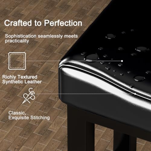 Bar Stools Set of 2, 30 Inch Counter Height BarStools for Kitchen Island, Faux Leather Thick Saddle Seats & Heavy Duty Metal Base, Easy Assembly (Black,30 inch)
