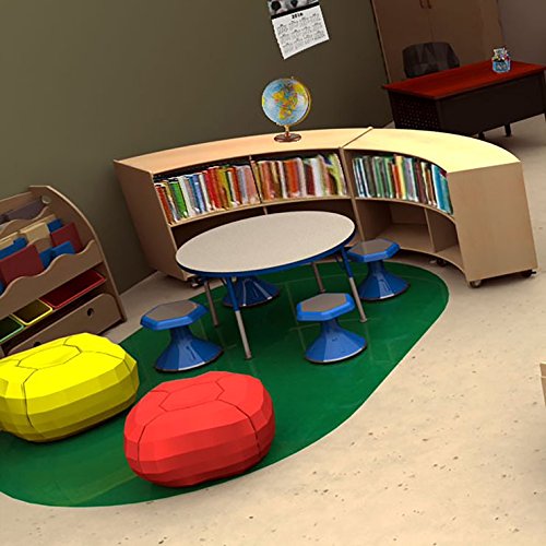 Norwood Commercial Furniture Adjustable Height Classroom Activity Table for Kids & Adults, Round Activity Table for School and Home, 30" D x 30" W x 30" H, Gray/Blue