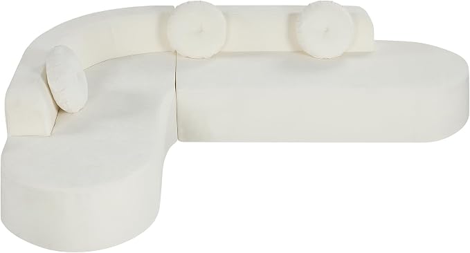 122'' Sectional Sofa,Extra Large Sofa with Soft Fabric Upholstery, Elegant Curved Design with Three Round Cushions, High-Resilience Foam for Ultimate Comfort,Beige